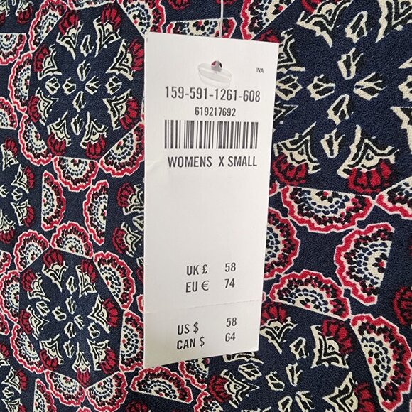 Womens Abercrombie & Fitch Retro Print Dress 3/4 Sleeve Round Neck Size XS - Picture 7 of 14